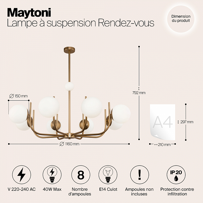 Светильник Maytoni MOD109PL-08BS