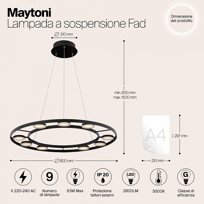 Светильник Maytoni MOD070PL-L63B3K