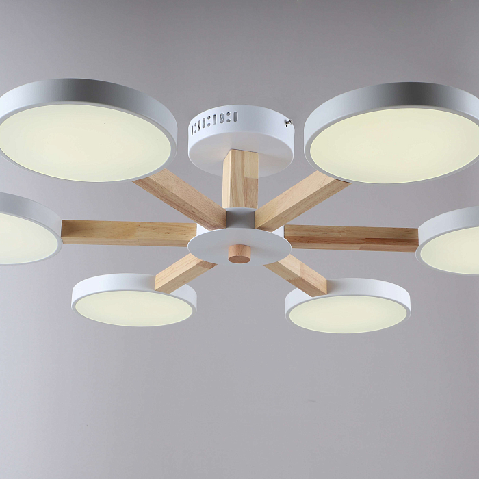 Люстра NewRgy 18026STD/6 WHITE+WOOD+WHITE